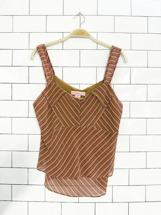 y2k bandolino striped flowy chiffon tank - good market thrift store