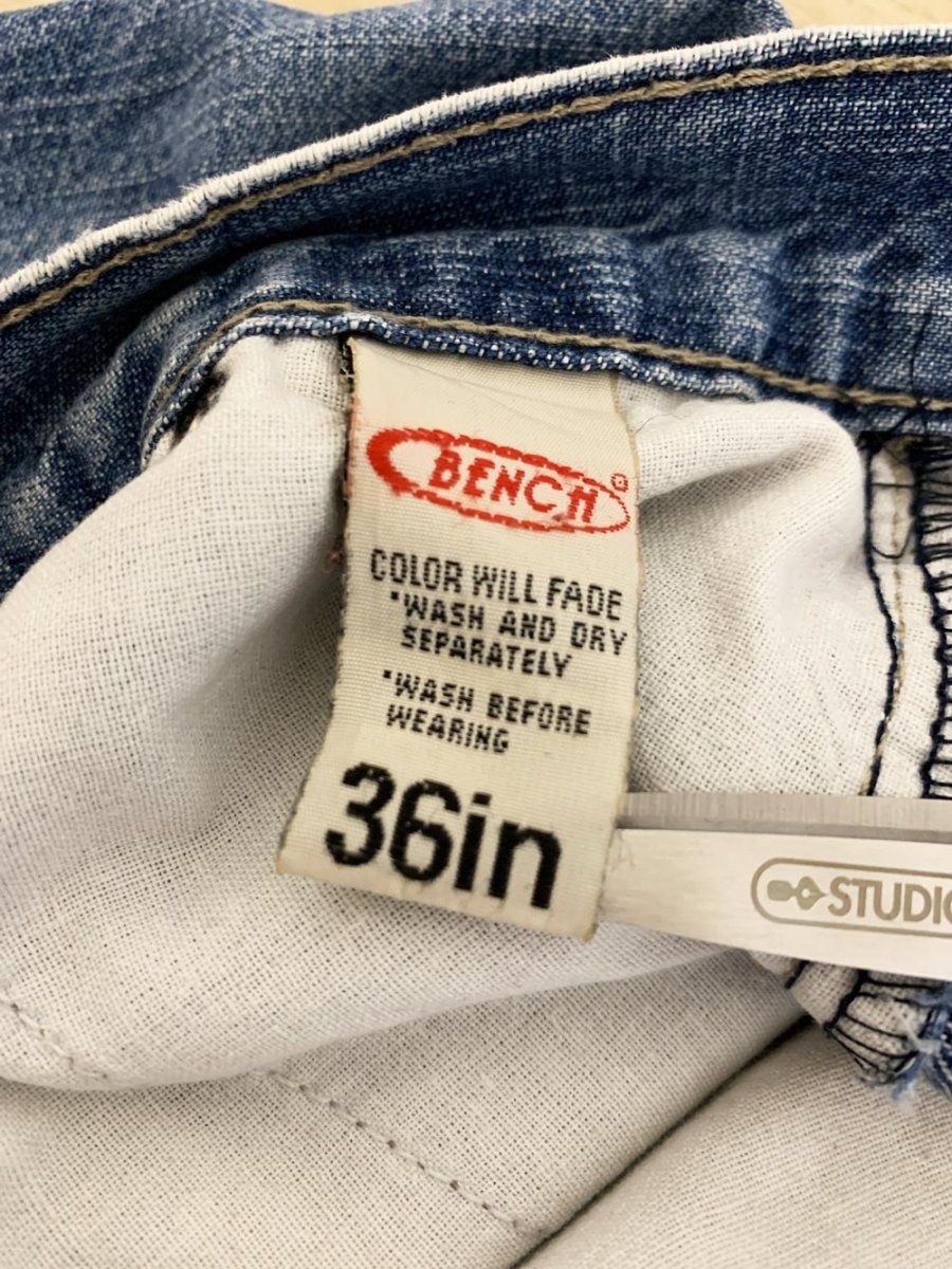 y2k bench 11 overhauled distressed long denim shorts - good market thrift store