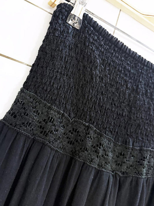 y2k bizz girl smocked tiered strapless maxi dress | skirt - good market thrift store