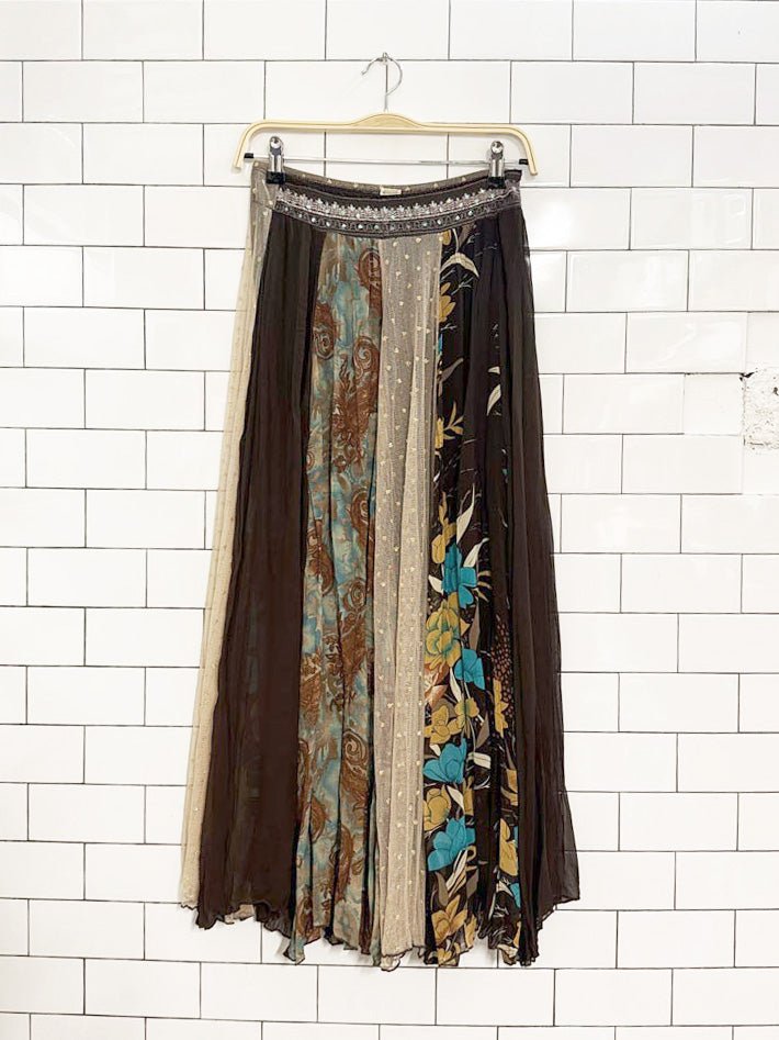 y2k boho natali patchwork flowy maxi skirt | made in USA - good market thrift store
