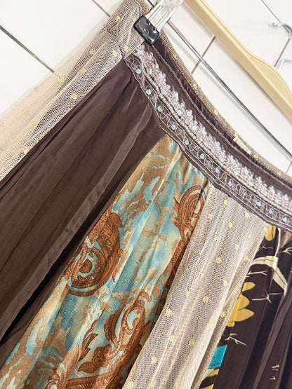 y2k boho natali patchwork flowy maxi skirt | made in USA - good market thrift store