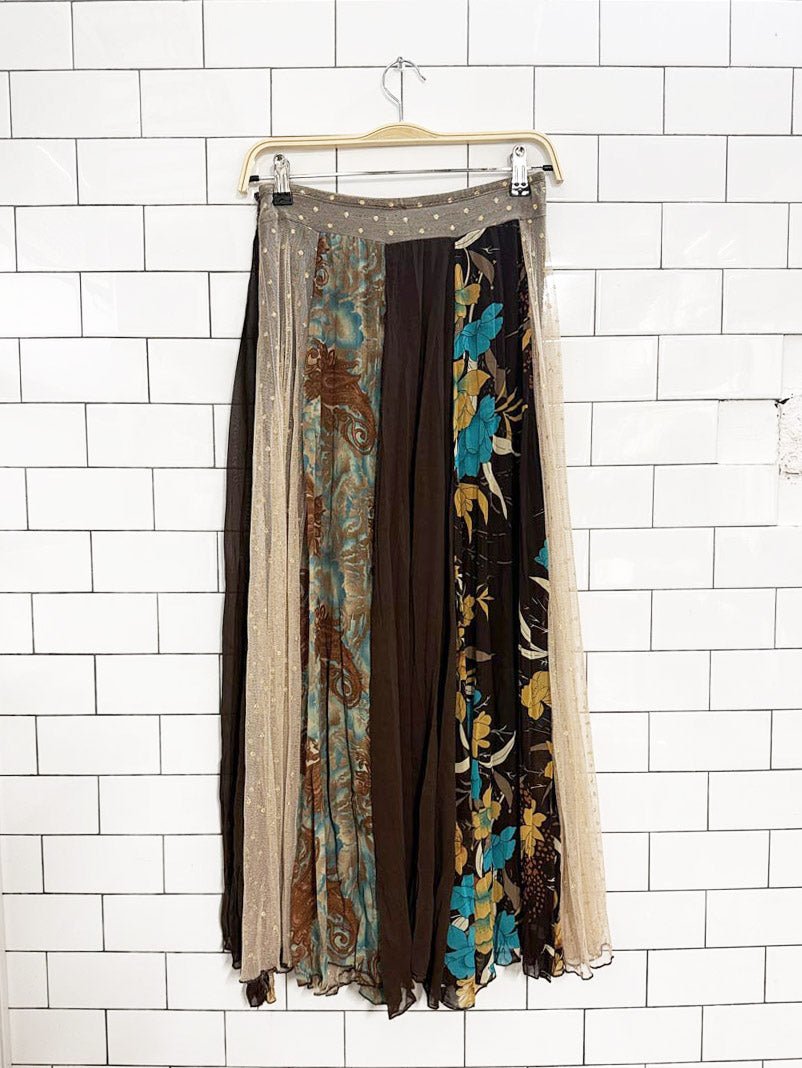 y2k boho natali patchwork flowy maxi skirt | made in USA - good market thrift store