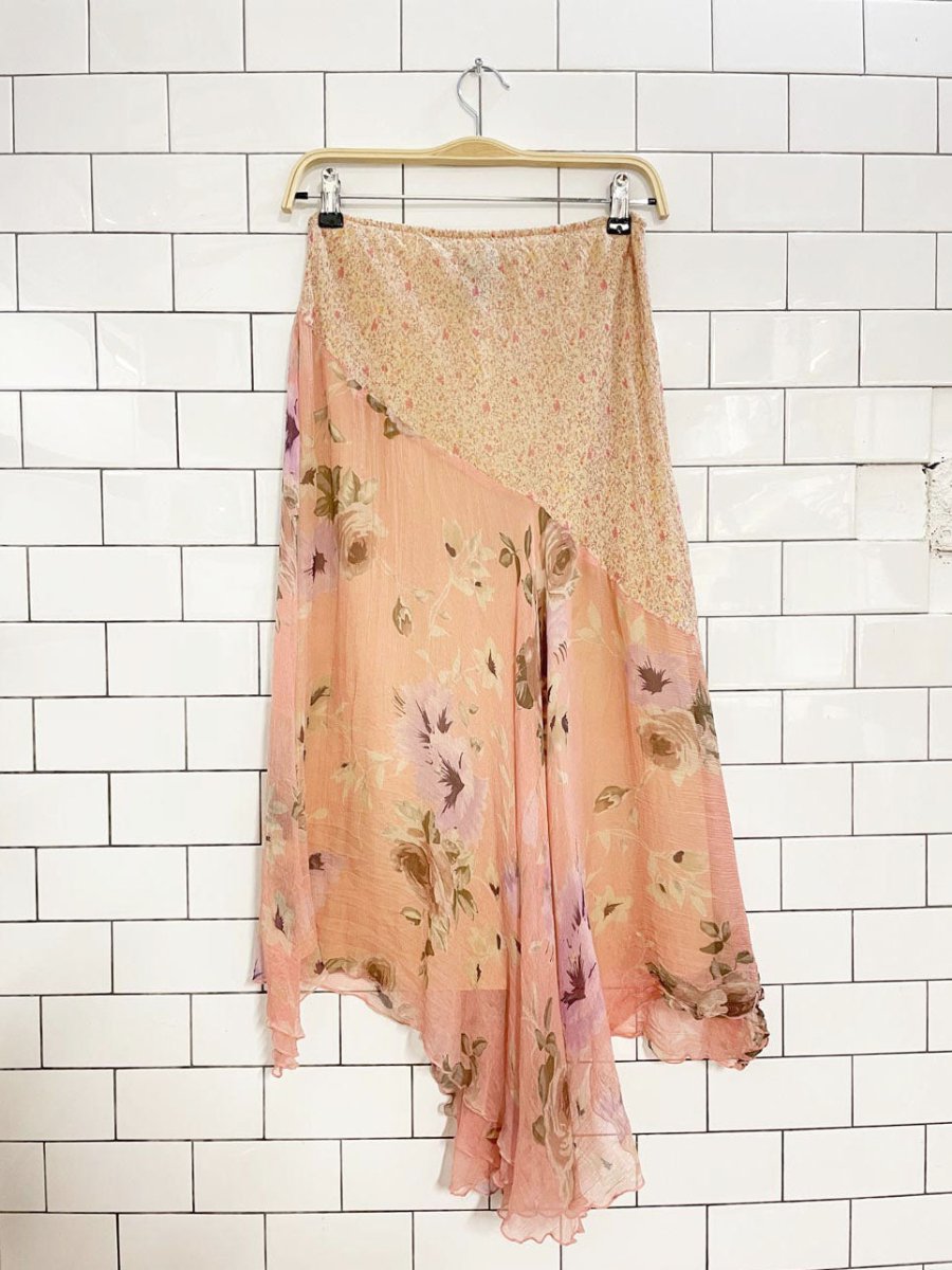 y2k boston proper 100% silk chiffon a - line flowy midi skirt - good market thrift store