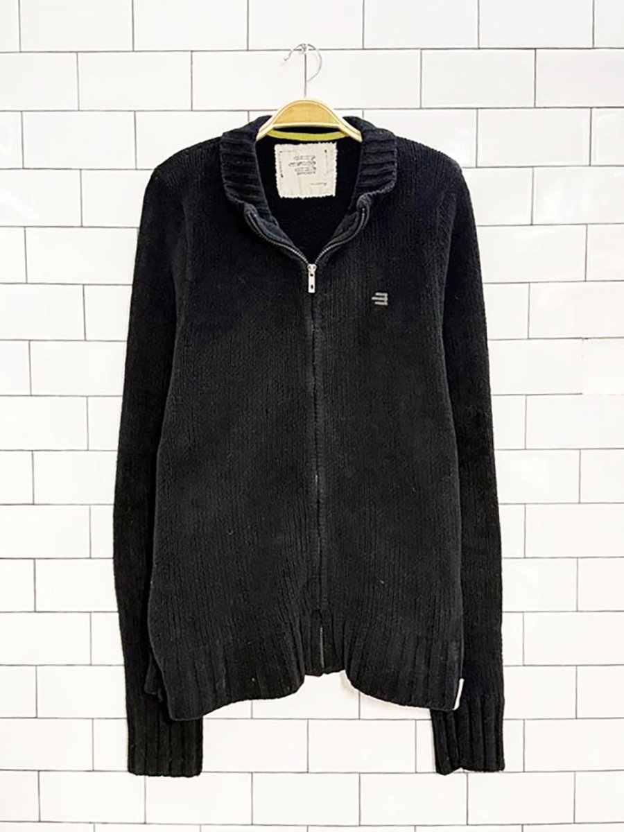 y2k brody chenille knit full zip cardigan - good market thrift store