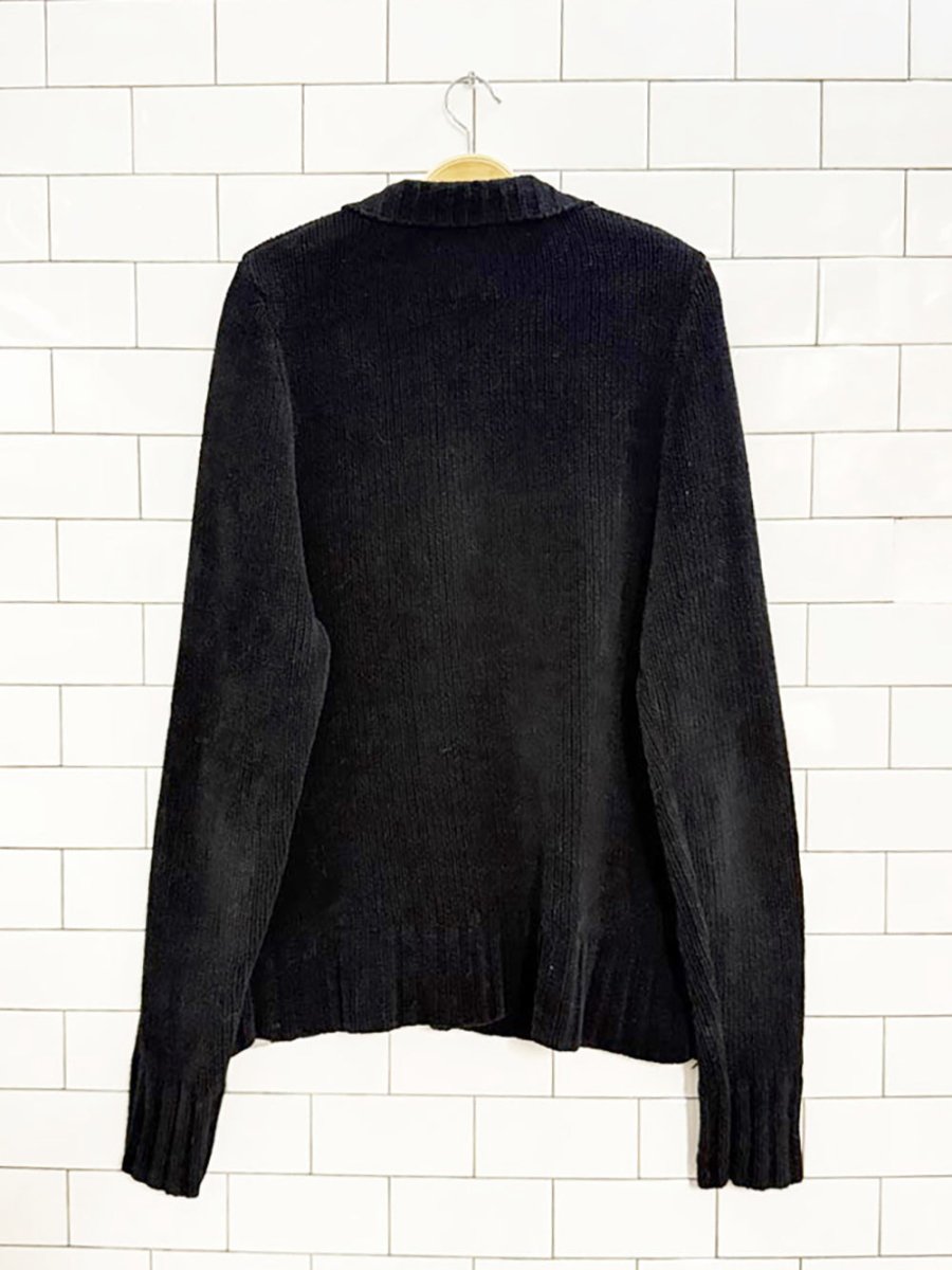 y2k brody chenille knit full zip cardigan - good market thrift store
