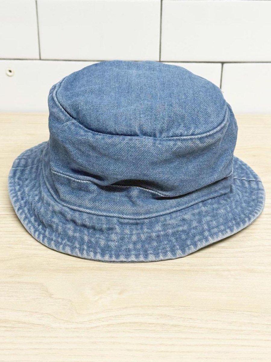 y2k bum equipment denim bucket hat - good market thrift store