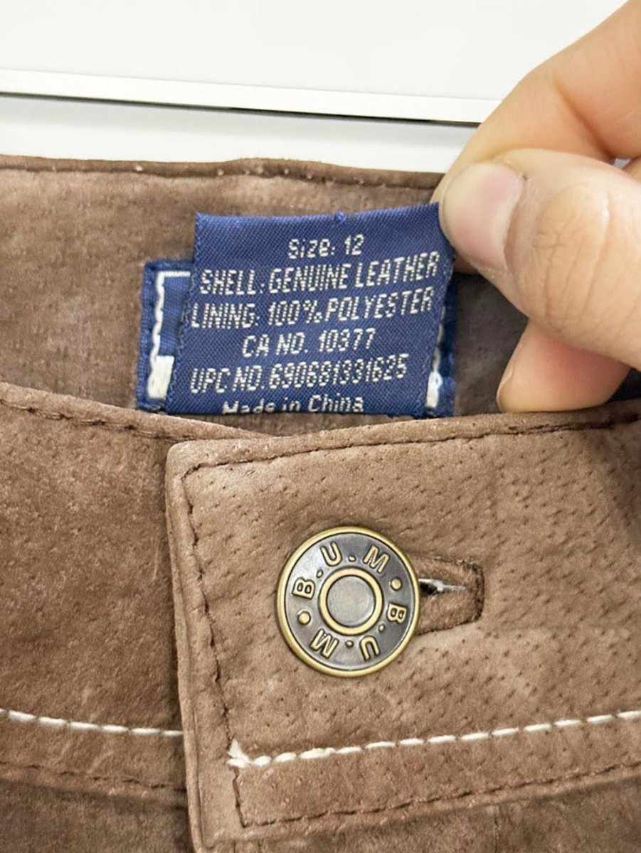 y2k bum suede contrast stitch straight leg pants | leather - good market thrift store