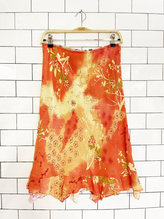 y2k cabi reversibe floral butterfly knee - length skirt - good market thrift store