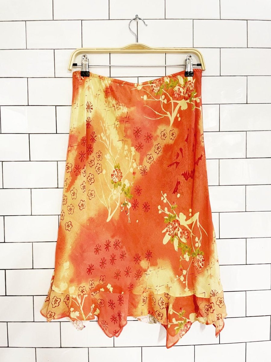 y2k cabi reversibe floral butterfly knee - length skirt - good market thrift store