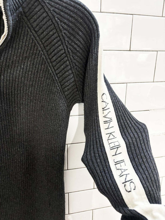 y2k calvin klein jeans 1/4 zip ribbed sweater - good market thrift store