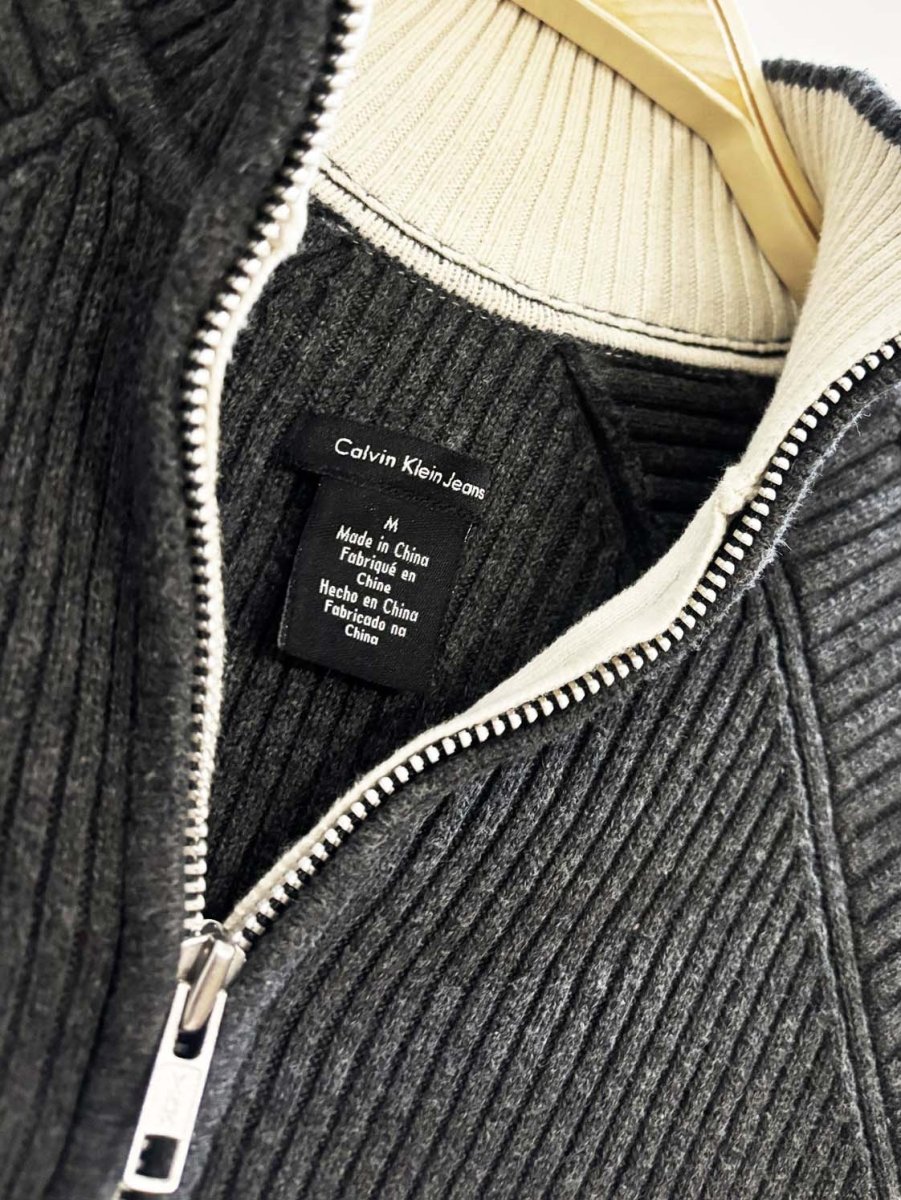 y2k calvin klein jeans 1/4 zip ribbed sweater - good market thrift store