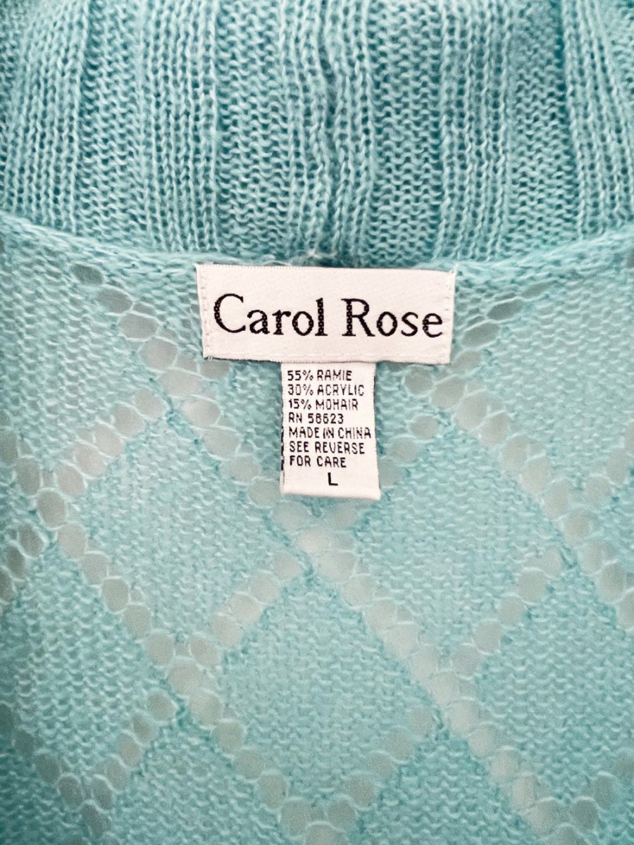 y2k carol rose mohair-blend pointelle knit rosebud cardigan - good market thrift store