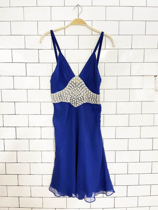y2k catherine malandrino 100% silk pleated chiffon a - line mini dress - good market thrift store