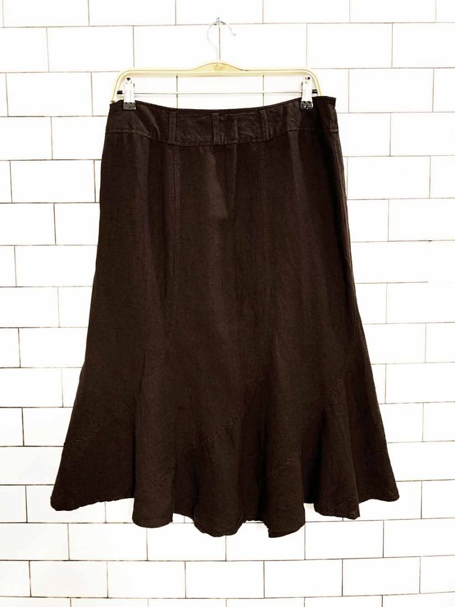 y2k chapter one linen - blend tulip hem midi skirt - good market thrift store