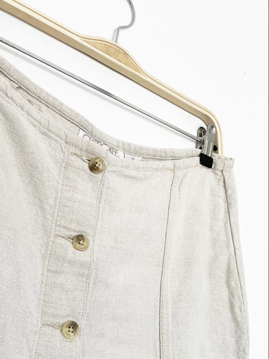 y2k cherokee linen-blend full button mini skort - good market thrift store