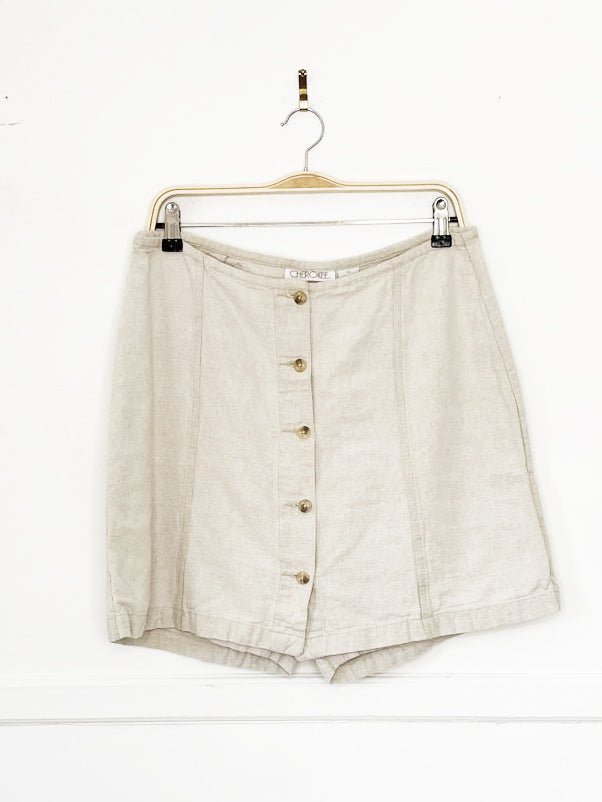 y2k cherokee linen-blend full button mini skort - good market thrift store