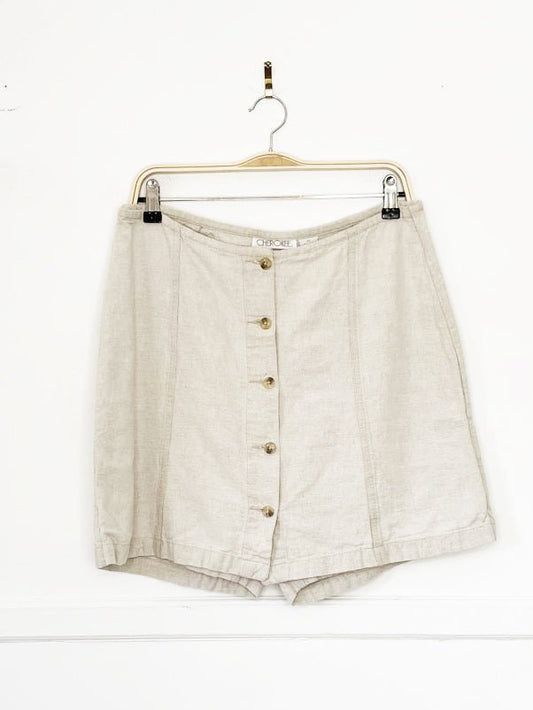 y2k cherokee linen-blend full button mini skort - good market thrift store