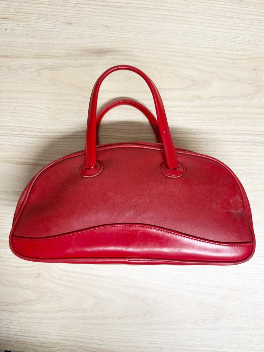 y2k clarins faux leather mini bowling bag handbag - good market thrift store