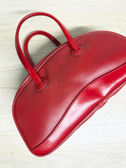 y2k clarins faux leather mini bowling bag handbag - good market thrift store