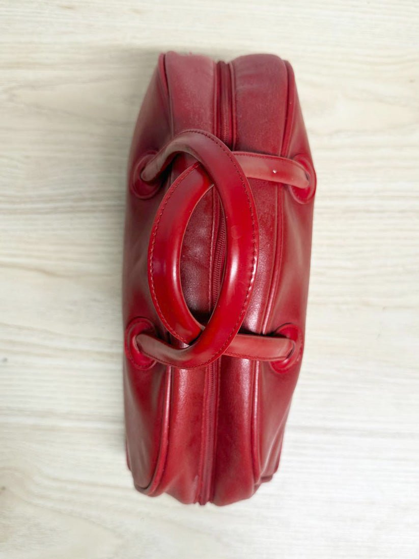 y2k clarins faux leather mini bowling bag handbag - good market thrift store