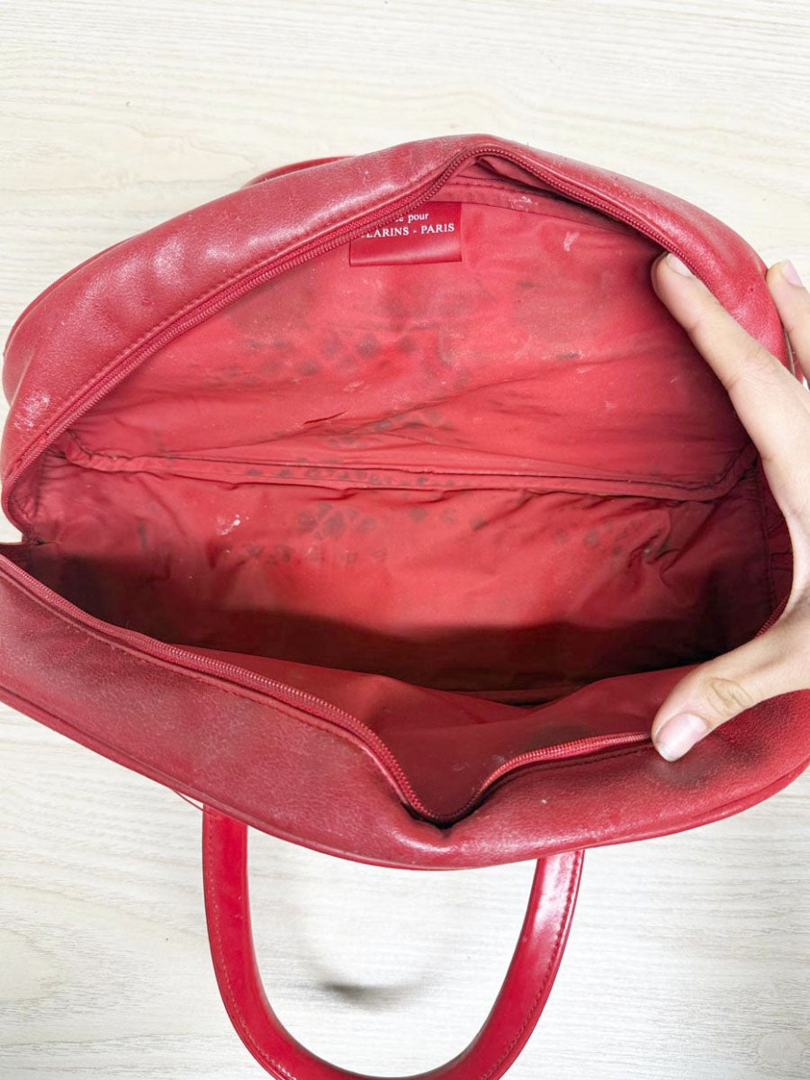 y2k clarins faux leather mini bowling bag handbag - good market thrift store