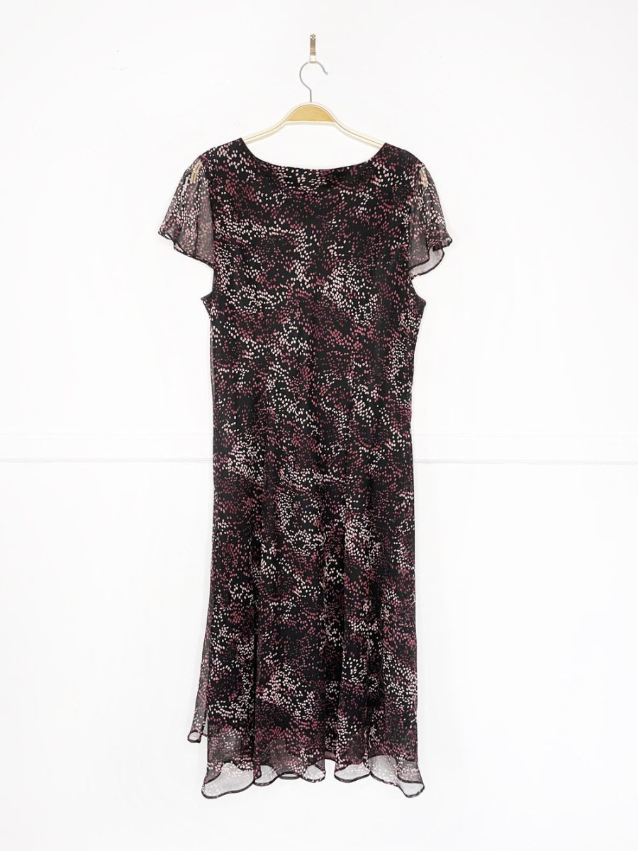 y2k cleo chiffon flutter sleeve minimal maxi dress - good market thrift store