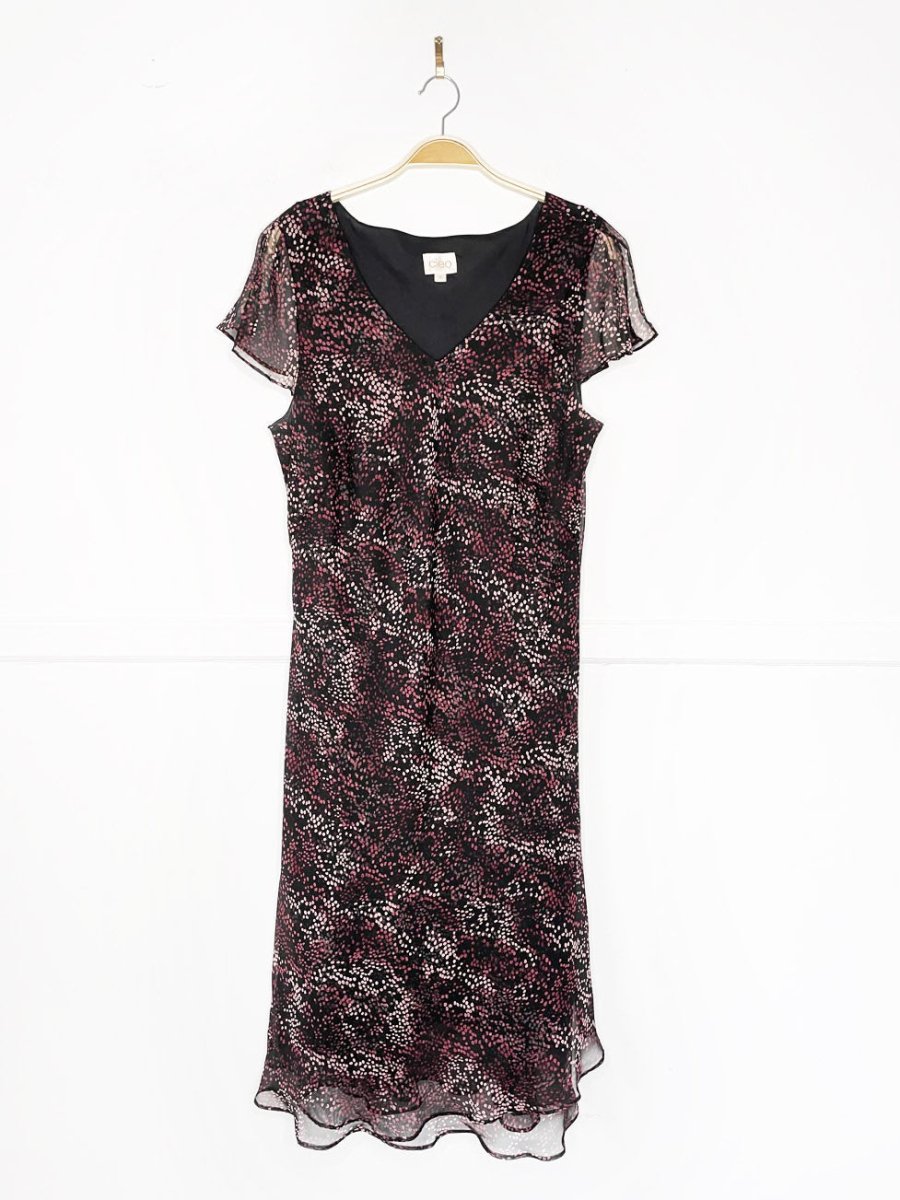 y2k cleo chiffon flutter sleeve minimal maxi dress - good market thrift store