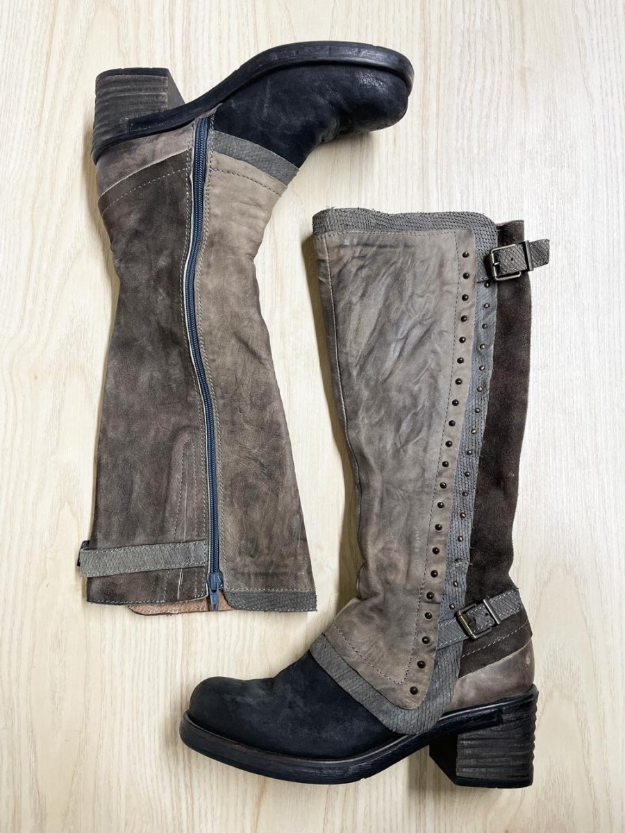 y2k clocharme soft leather two - tone tall boots | made in Italy - good market thrift store