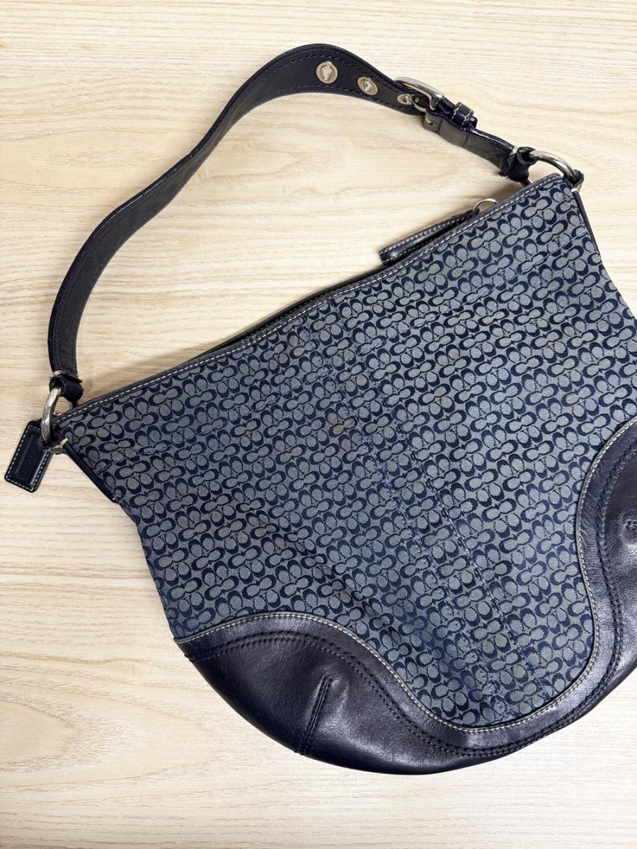 y2k coach soho leather trim monogram canvas shoulder bag - good market thrift store