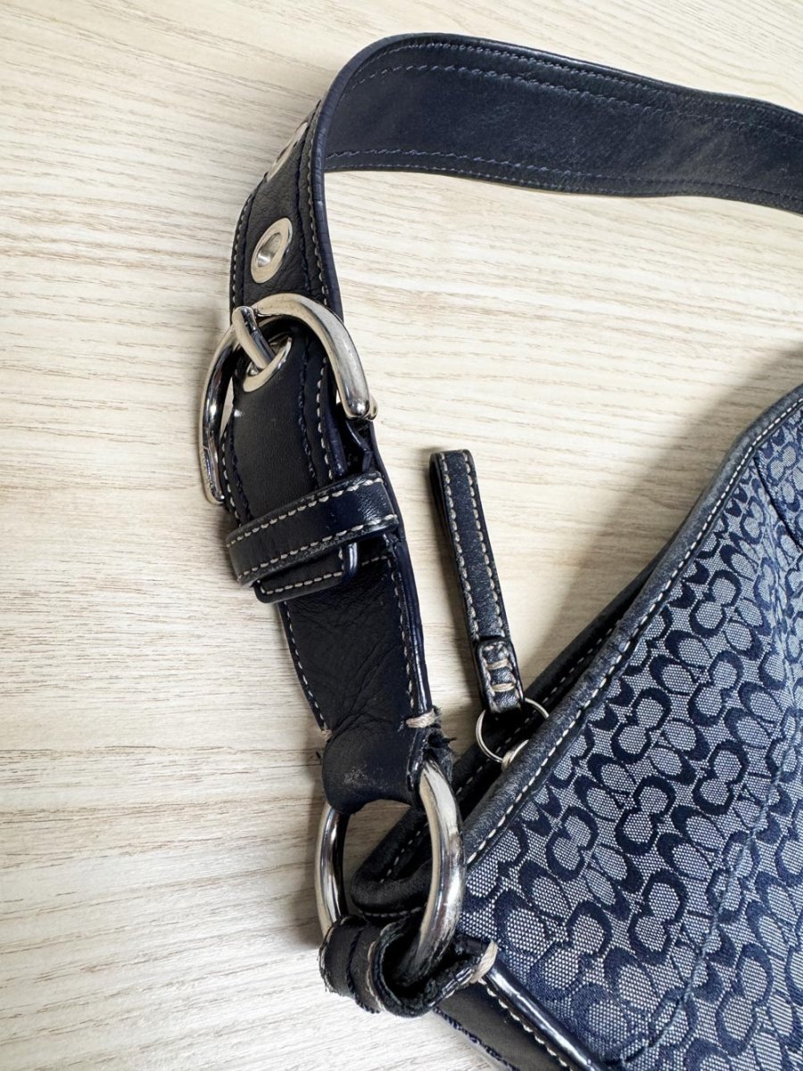 y2k coach soho leather trim monogram canvas shoulder bag - good market thrift store