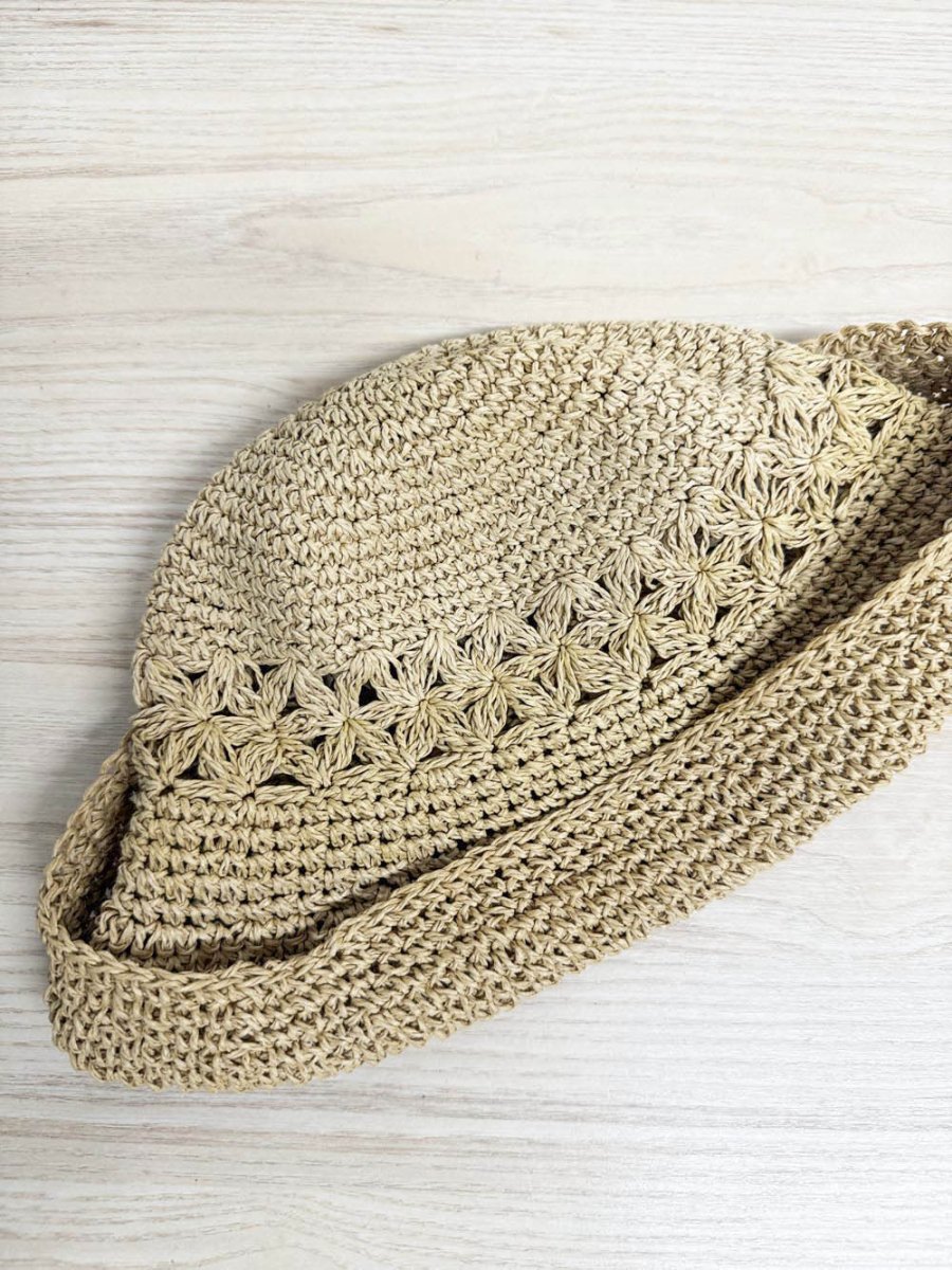 y2k crochet floral floppy sun hat - good market thrift store