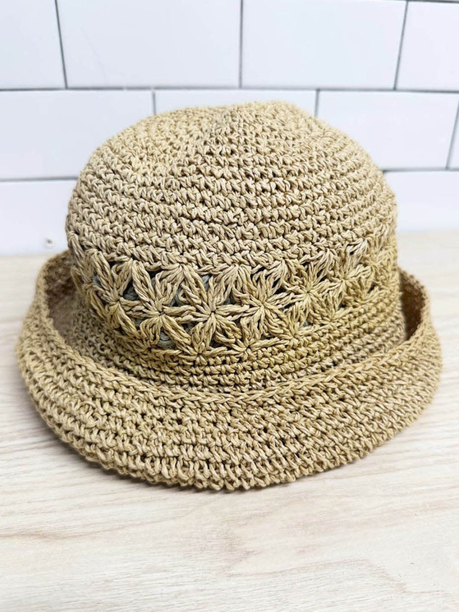 y2k crochet floral floppy sun hat - good market thrift store
