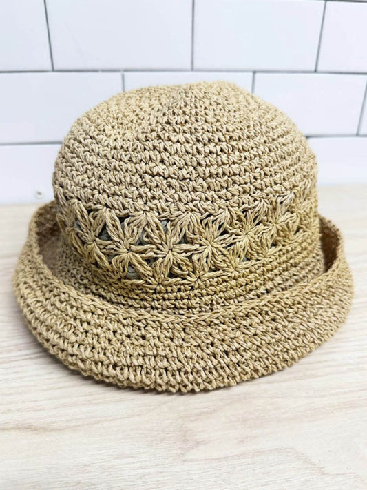 y2k crochet floral floppy sun hat - good market thrift store