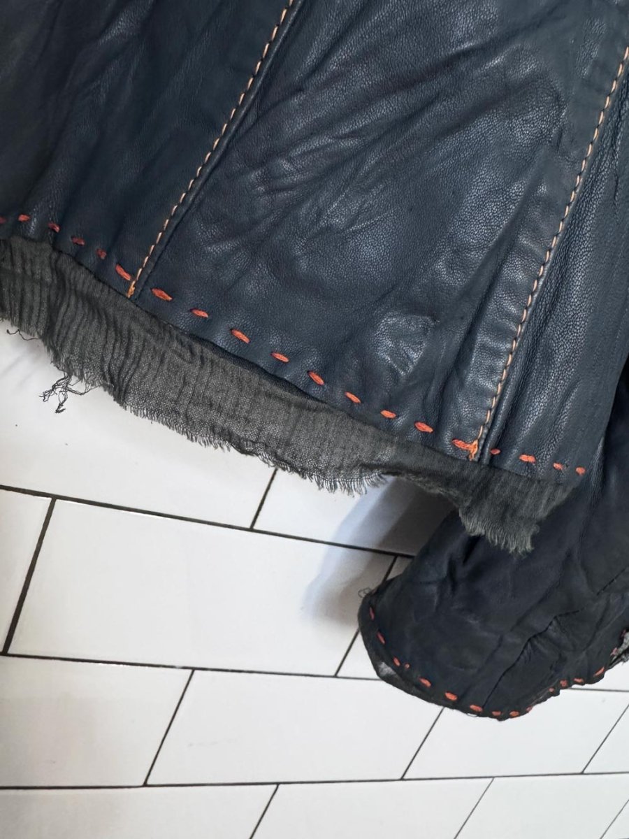 y2k danier butter leather crinkle contrast stitch gauze trim jacket | lambskin - good market thrift store