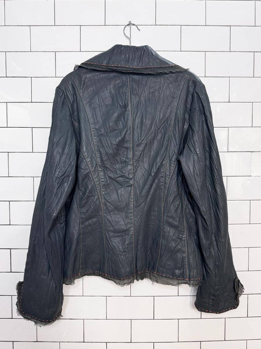 y2k danier butter leather crinkle contrast stitch gauze trim jacket | lambskin - good market thrift store