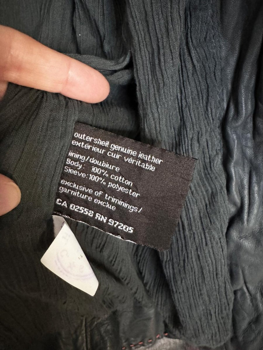 y2k danier butter leather crinkle contrast stitch gauze trim jacket | lambskin - good market thrift store