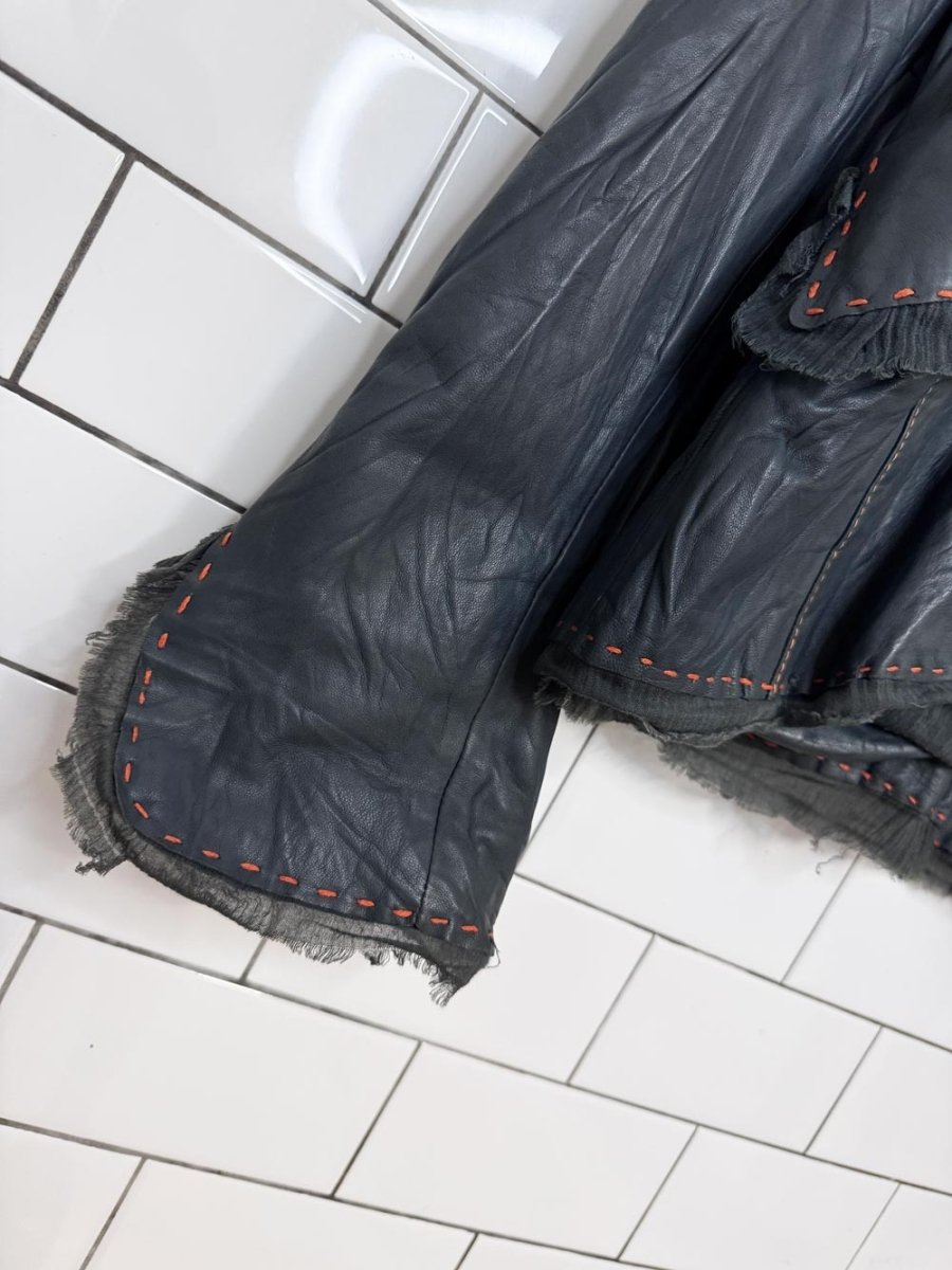 y2k danier butter leather crinkle contrast stitch gauze trim jacket | lambskin - good market thrift store