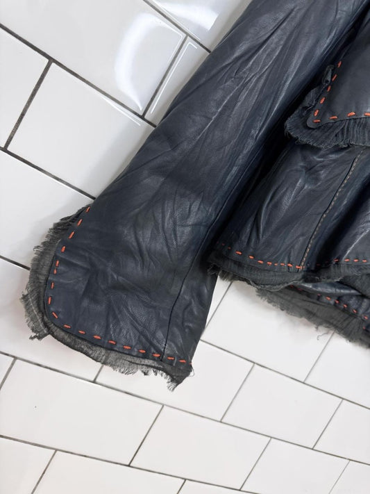 y2k danier butter leather crinkle contrast stitch gauze trim jacket | lambskin - good market thrift store