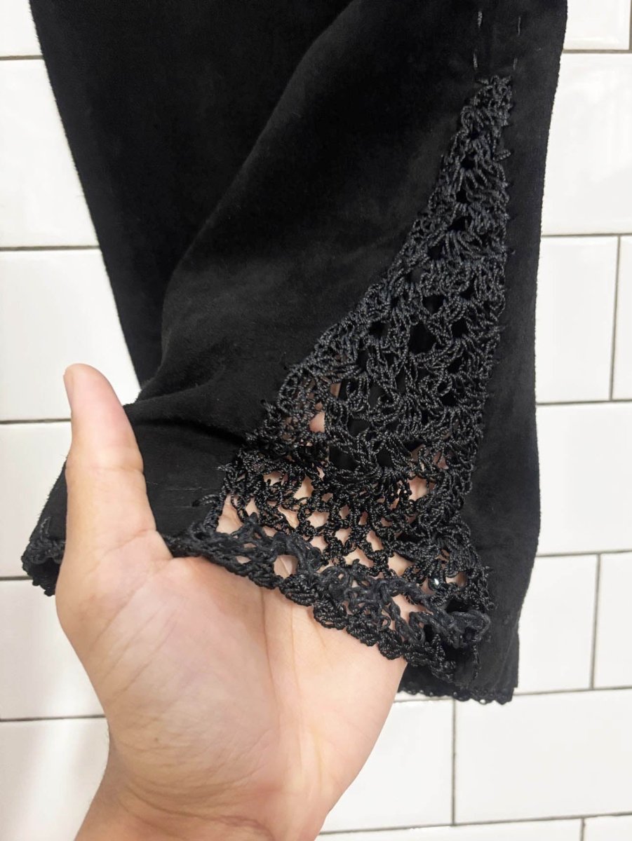 y2k danier crochet flare leg suede pants | leather - good market thrift store