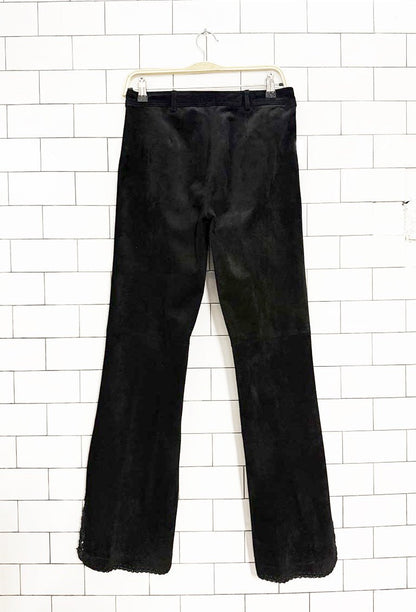 y2k danier crochet flare leg suede pants | leather - good market thrift store