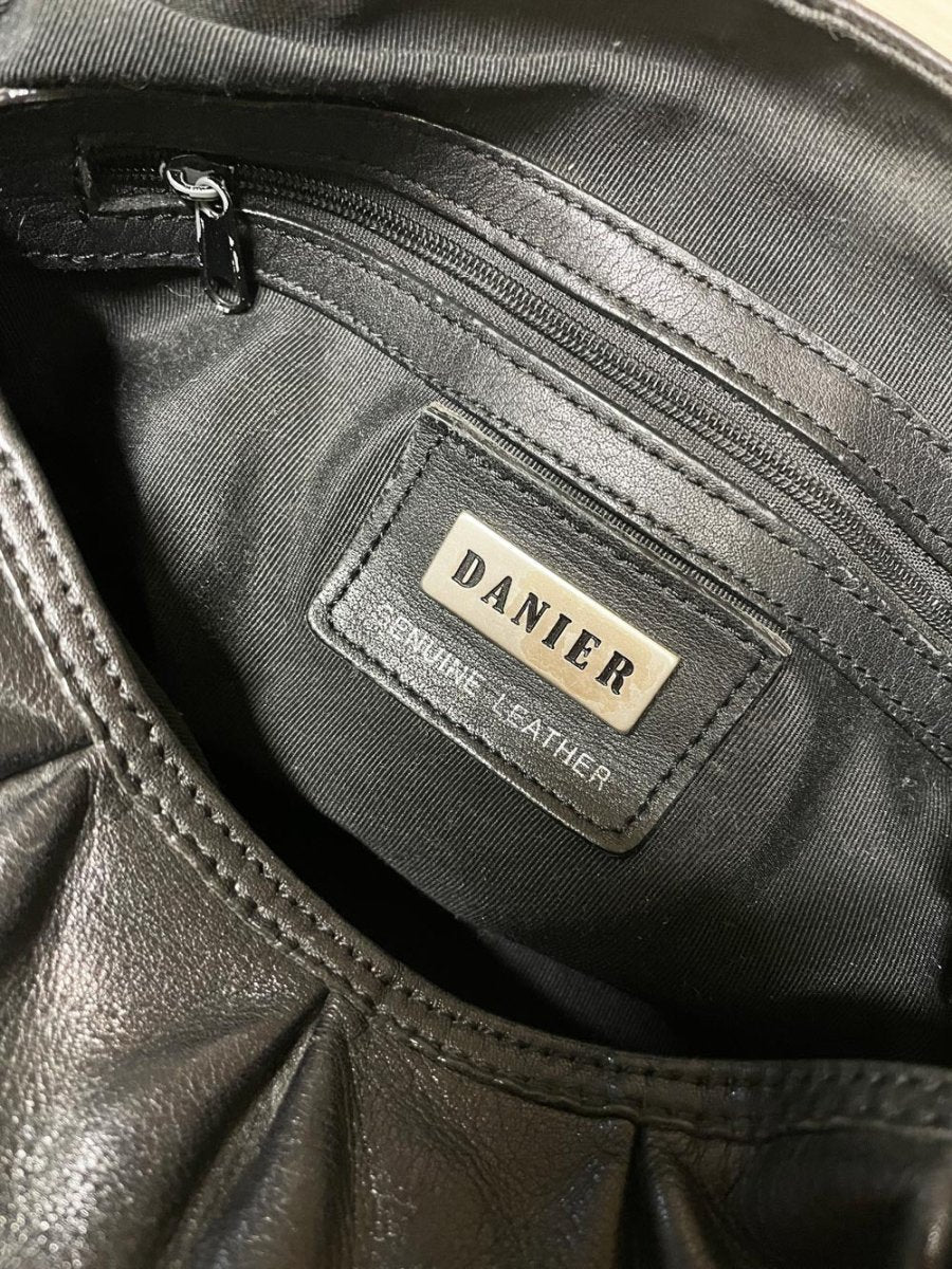 y2k danier leather shoulder bag | calf hair strap - good market thrift store