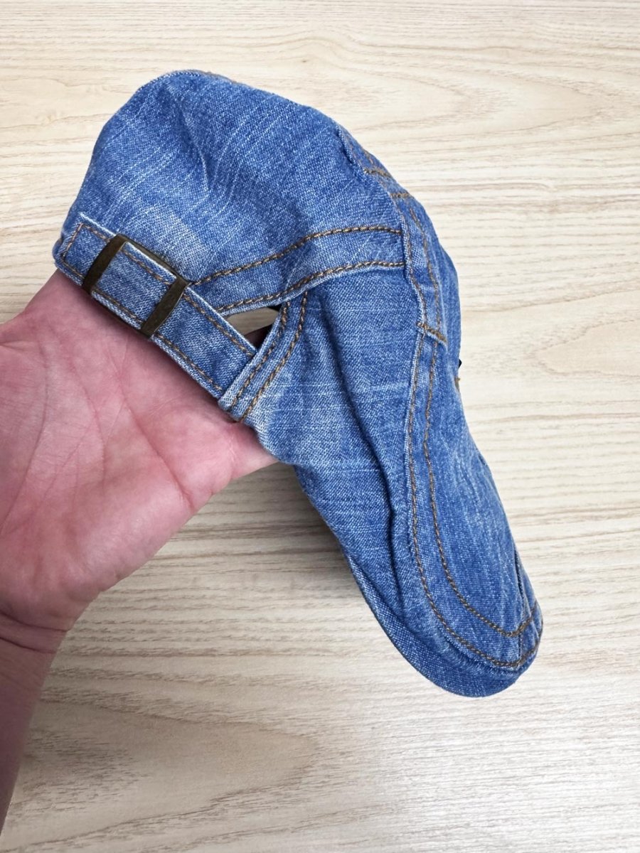 y2k denim patchwork flat cap - good market thrift store