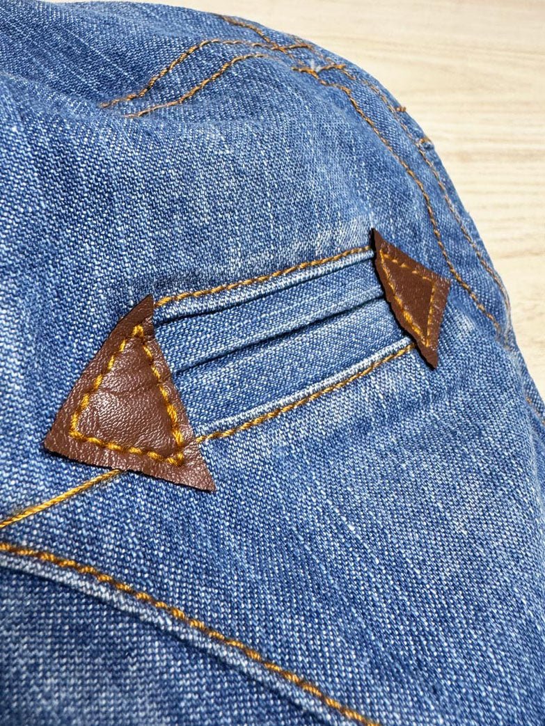 y2k denim patchwork flat cap - good market thrift store