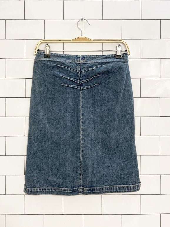 y2k dex denim knee - length skirt - good market thrift store