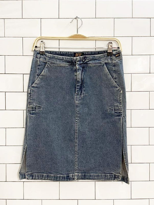 y2k dex denim knee - length skirt - good market thrift store