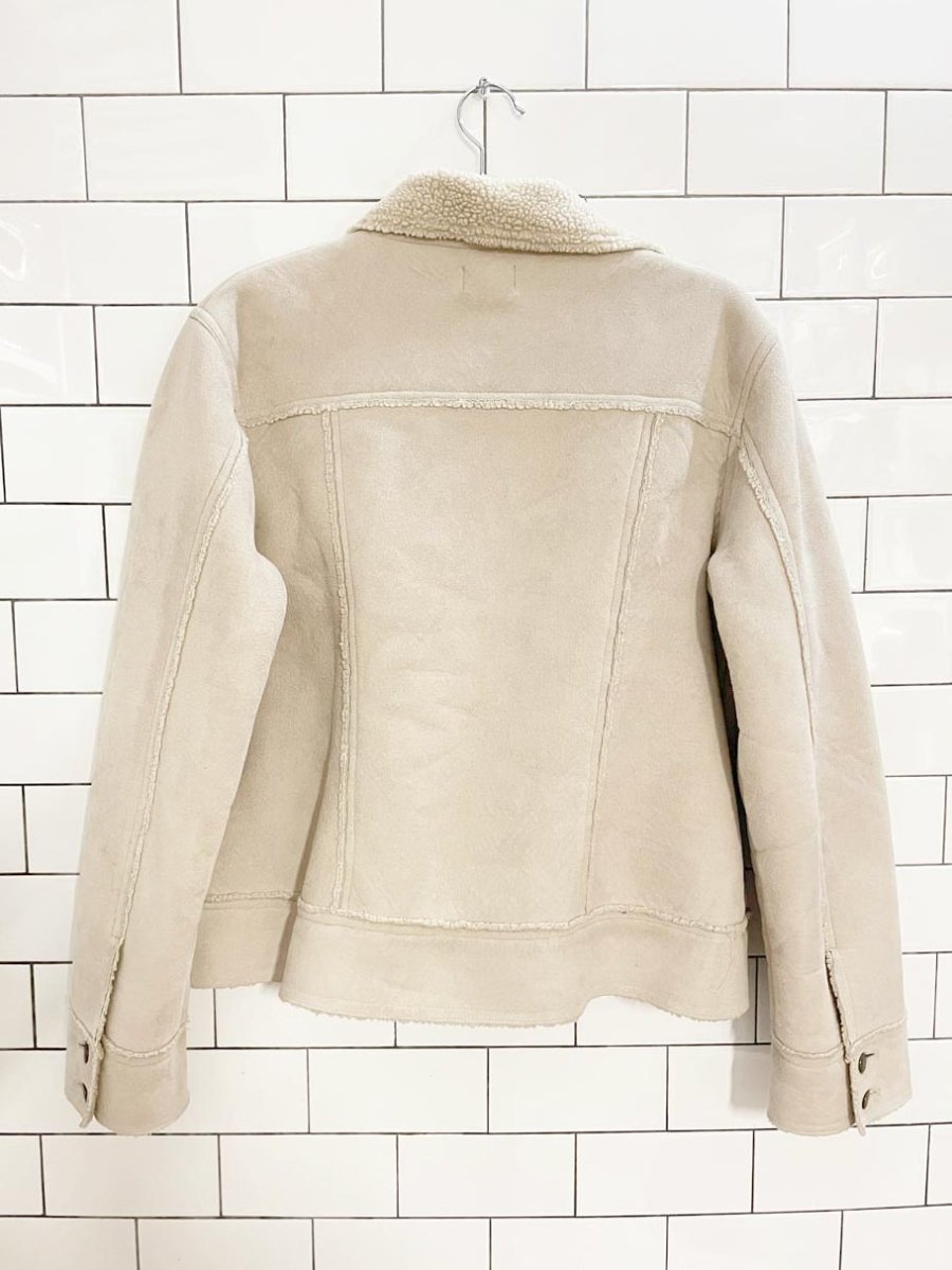 y2k dex faux sherpa suede trucker jacket - good market thrift store