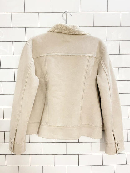 y2k dex faux sherpa suede trucker jacket - good market thrift store