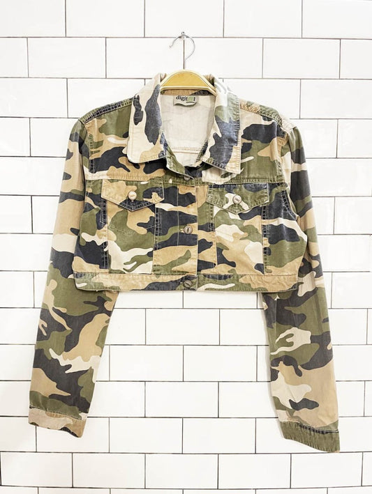 y2k digital clothing cropped camo jacket - good market thrift store