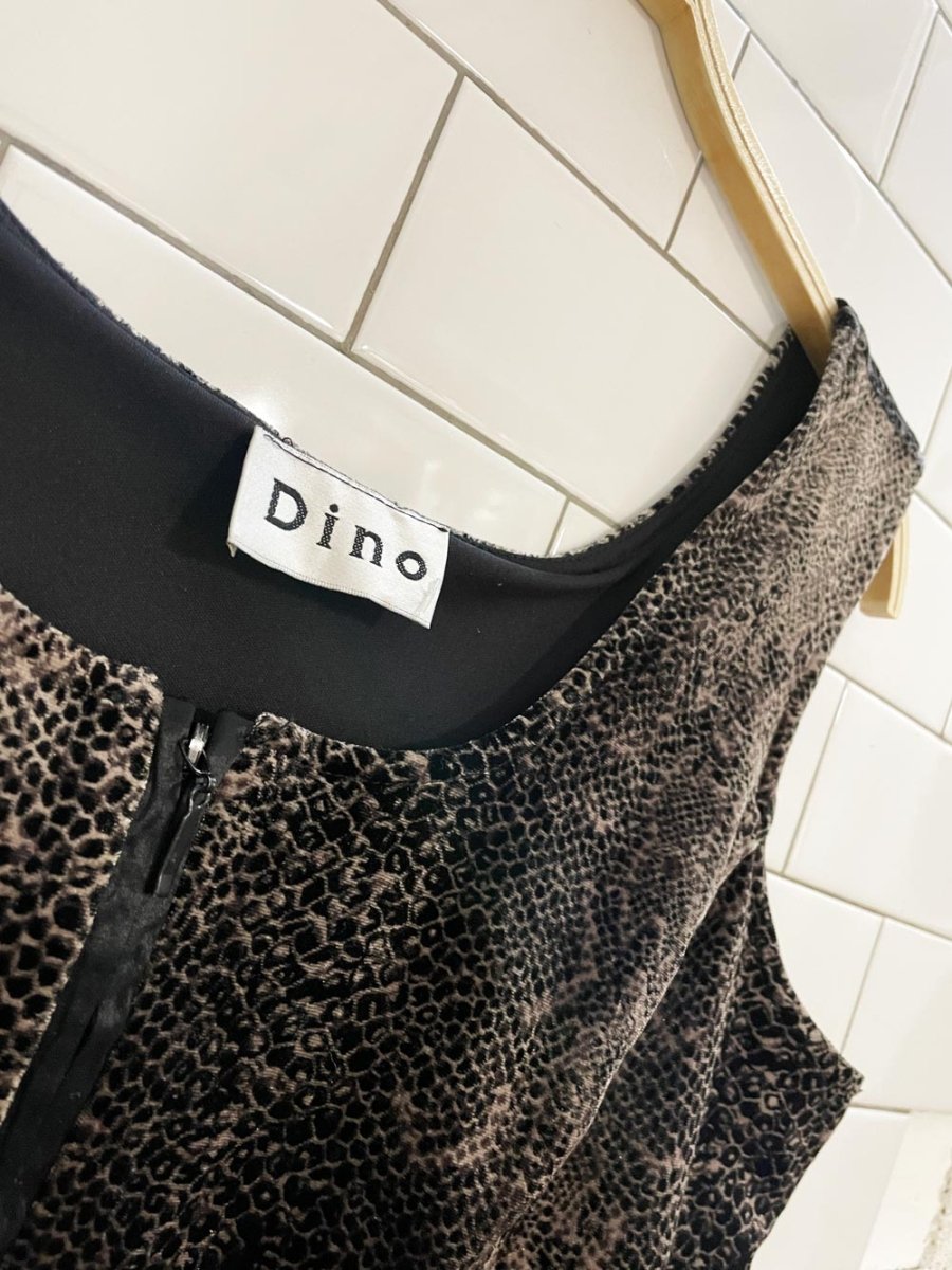 y2k dino velvet animal print full zip fitted tank - good market thrift store