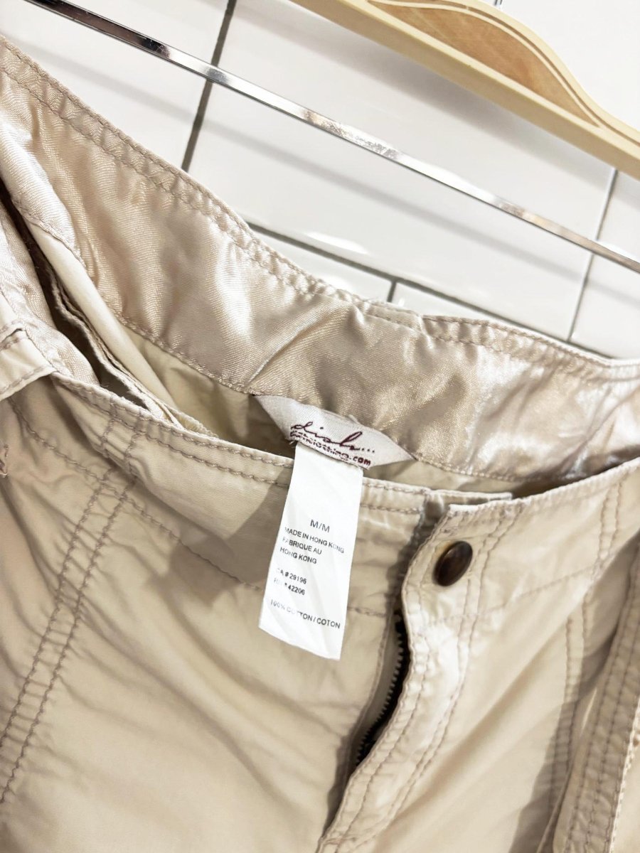 y2k dish clothing roll up flared belted cargo pants - good market thrift store